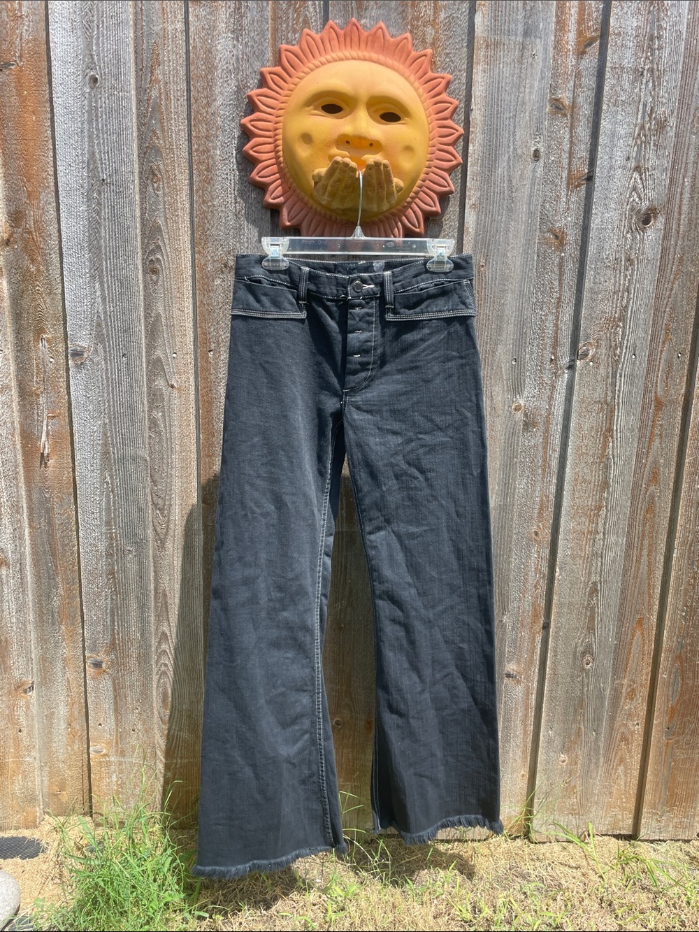 Free People Washed Black Wide-Leg Jeans